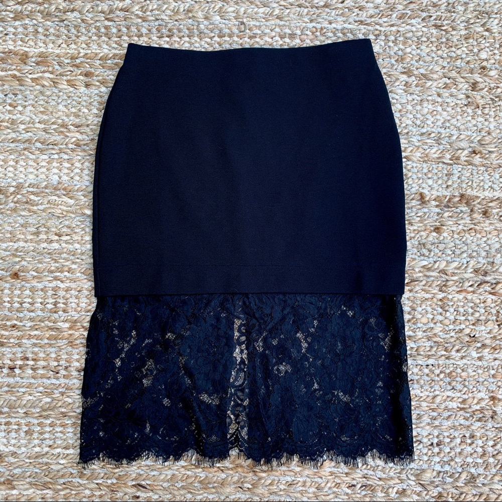 Topshop lace black pencil skirt